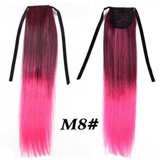 Synthetic Ponytails 20Inch Long Straight  Pony Tail Hair Extensions Drawstring Ponytail Clip In Fake Hair Tail Ombre ALODIA STORE