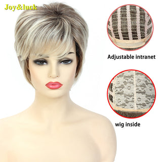 Short Ombre Blonde Wig Synthetic Bob Straight Hair With Bangs Women Natural Daily Wear Wig ALODIA STORE