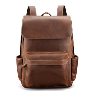 Genuine leather cow skin men large backpack outdoor travel backpack high quality ALODIA STORE