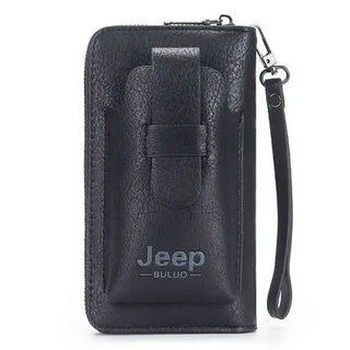 JEEP BULUO Leather Men Clutch Wallet Brand Purse For Phone Double Zipper Luxury Wallet Leather Clutch Bag Large Capacity  ALODIA STORE