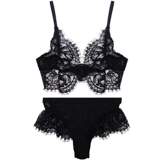 New Lace Sexy Bra Set Push Up Seamless Lingerie Set Women Transparent Bra and High Waist Panties Soft Underwear Set ALODIA STORE