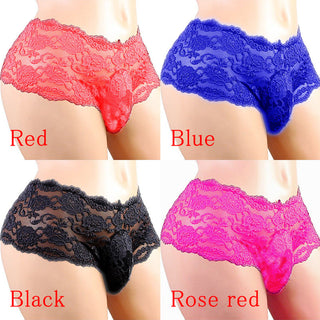 Sexy Panties Plus Size Lace Sissy Men's Underwear Sexy Lingerie Male Breathable Jockstrap Briefs G-String Thongs Porno Underpant ALODIA STORE