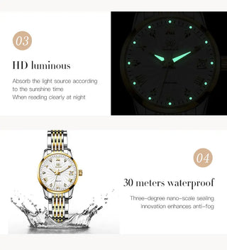 OLEVS Luxury Brand Ladides Automatic Mechanical Wristwatch Waterproof Stainless Steel Simple Watch For Women Gift for girl ALODIA STORE