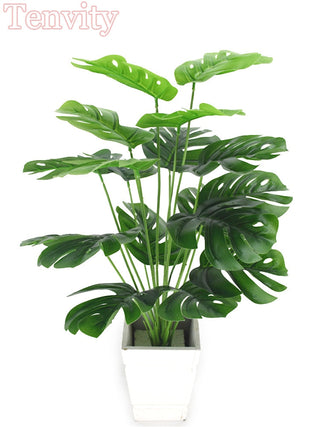 Artificial Plants Green Palm Leaves Monstera Home Garden Living Room Bedroom Balcony Decoration Tropical Plastic Fake Plant Long ALODIA STORE