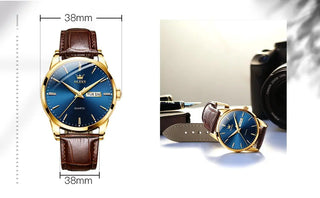 OLEVS Top Brand  Men Classic Quartz Waterproof Watch Leather Strap Business Popular Casual Men Watch ALODIA STORE