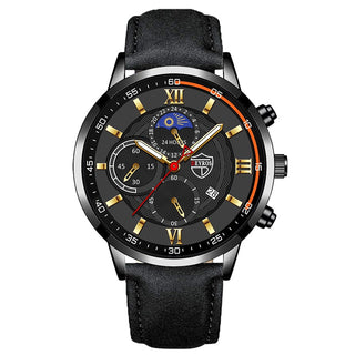 Fashion Mens Sports Watches Man Business Quartz Wristwatch Luxury Black Leather Bracelet Men Casual Luminous Clock Watch ALODIA STORE