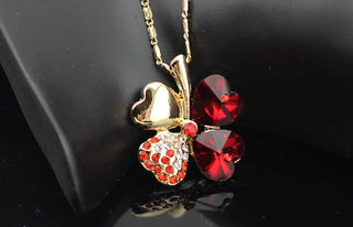 Fashion Jewelry Silver Color Austrian Crystal Necklace Four Leaf Leaves Clover Heart Rhinestones Pendant Necklace Jewelry ALODIA STORE
