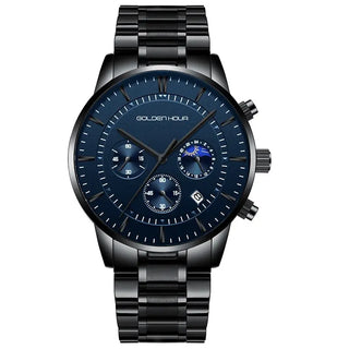 GOLDENHOUR Men's Watch Top Brand Luxury Fashion Quartz Watch Men Leather Waterproof Sports Wrist Watch Male Relogio Masculino ALODIA STORE