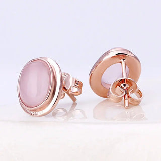 High Quality Natural Stones QUARTZ Clavicle Chain Necklace Pink Stone Earrings Wholesale necklace Jewelry Set For grandma Mum ALODIA STORE