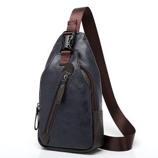 Scione Men Leather Backpacks Waterproof Chest Crossbody Bags Fashion Outdoor Business Casual Bag With Earphone Hole ALODIA STORE
