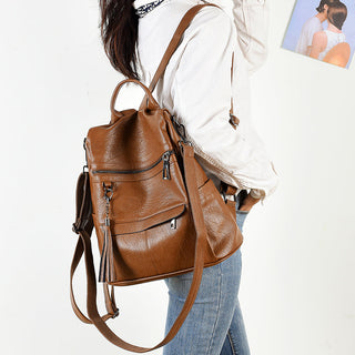 New Women Backpacks Soft Leather Fashion Casual Tassel ALODIA STORE