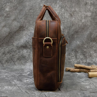 MAHEU Retro Laptop Briefcase Bag Genuine Leather Handbags Casual 15.6 Pad Bag Daily Working Tote Bags Men Male bag for documents ALODIA STORE