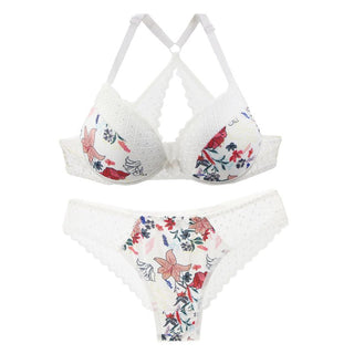 New 2020 sexy 3/4 cup back closure lace women bra set thong hollow out  underwear  intimante  lingerie alodia store