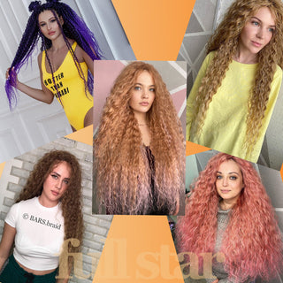 Full Star Crochet Hair Pink Ombre Blonde Ocean Wave 32 Inch Synthetic Hair 100g Soft Braiding Hair Extensions Deep Wave Twist ALODIA STORE