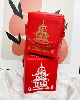 ENJOININ Chinese Takeout Box Purse Pu Leather Women ALODIA STORE