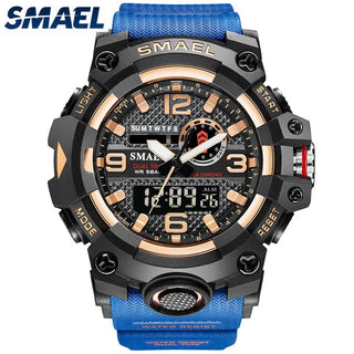 SMAEL Men Sport Watches Dual Time Digital Watch Quartz 50m Waterproof Watch Led Military Watch Sport 8035 Men Watches Wristwatch ALODIA STORE