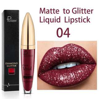 Sexy Diamond Shimmer Glitter Lipg Loss Matte To Glitter Liquid Lipstick Waterproof Diamond Pearl Colour Lip Gloss Makeup Beauty ALODIA STORE