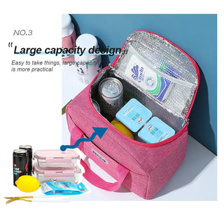 PURDORED 1 Pc Portable Large Lunch Bag Waterproof Food Picnic Lunch Box Bag Insulated Women Cooler Bags Fresh Bento Food Pouch ALODIA STORE