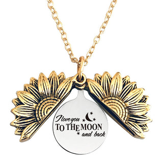 New Stainless Steel Necklaces For Women Open Locket Necklace Engraved You Are My Sunshine Sunflower Pendant Necklace Gift ALODIA STORE