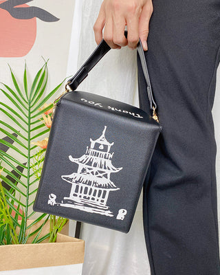 ENJOININ Chinese Takeout Box Purse Pu Leather Women ALODIA STORE