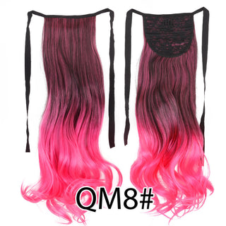 Synthetic Ponytails 20Inch Long Straight  Pony Tail Hair Extensions Drawstring Ponytail Clip In Fake Hair Tail Ombre ALODIA STORE