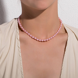Vintage Style Simple 6MM Pearl Chain Choker Necklace For Women Wedding Love Shell Pendant Necklace Fashion Jewelry Wholesale ALODIA STORE