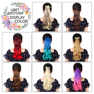 Synthetic Ponytails 20Inch Long Straight  Pony Tail Hair Extensions Drawstring Ponytail Clip In Fake Hair Tail Ombre ALODIA STORE