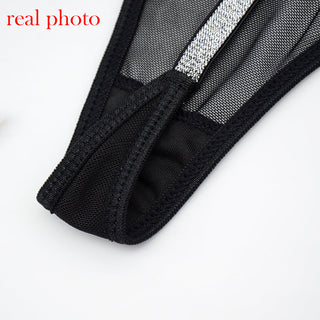 Echonight Sequin Lingerie Set Sexy Push up Women's Underwear Set Lace Bra 3 Piece Set Padded Bra and Thong Lingerie Dropshipping ALODIA STORE