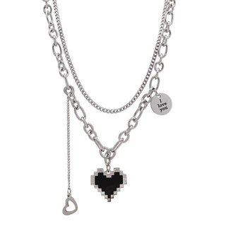 New Senior Fashion Women Pendant Necklaces Fine Double Link Chain Metal Heart Party Necklace Jewelry Gift ALODIA STORE