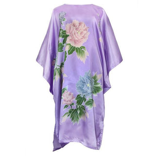 Sexy Female Silk Rayon Robe Bath Gown Nightgown Summer Casual Home Dress Printed Loose Sleepwear Plus Size Nightwear Bathrobe ALODIA STORE