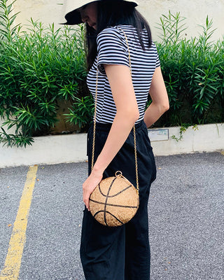 Luxury Basketball Diamond Party Evening Bag Purses and Handbag for Women Ball Shape Shoulder Bag Clutch Designer Crossbody Bag ALODIA STORE