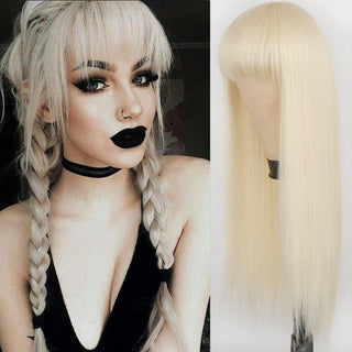 Lolita synthetic Wig Pink Wig Blonde wig Long Streight hair With Bangs Natural wigs For women hair Cosplay Wig ALODIA STORE