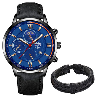 Fashion Mens Sports Watches Man Business Quartz Wristwatch Luxury Black Leather Bracelet Men Casual Luminous Clock Watch ALODIA STORE
