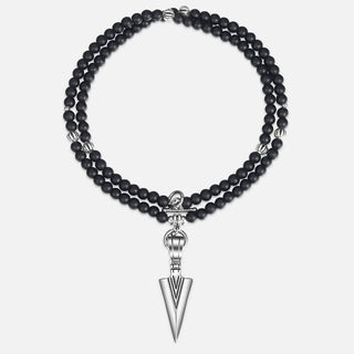 Unique Men's Necklace Stainless Steel Arrow Pendant Matte Black Glass Beaded Necklace Male Jewelry Dropshipping DNM07 ALODIA STORE