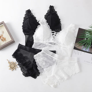 Fashion Female Bra Aet Sexy Lace Tube Top Women Gather Bra Panties Underwear Set ALODIA STORE