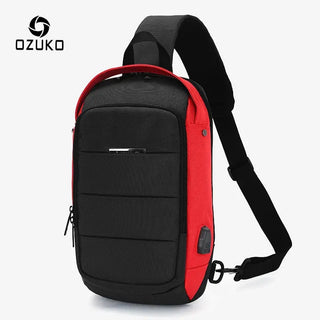 OZUKO Casual Men's Chest Pack Waterproof Crossbody Bags Male USB Charging Shoulder Bag Large Capacity Oxford Messenger Bag 2019 ALODIA STORE