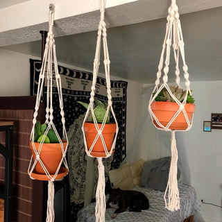 Macrame Handmade Plant Hanger Baskets Flower Pots Holder Balcony Hanging Decoration Knotted Lifting Rope Home Garden Supplies ALODIA STORE
