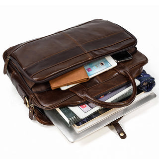 MAHEU Retro Laptop Briefcase Bag Genuine Leather Handbags Casual 15.6 Pad Bag Daily Working Tote Bags Men Male bag for documents ALODIA STORE