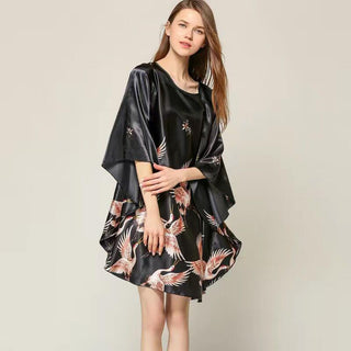 Plus Size Nightgown Sleepwear Women's Summer Nightwear Robe Lady Sexy Nightdress Silk Rayon Loose Bathrobe Gown Home Dress ALODIA STORE