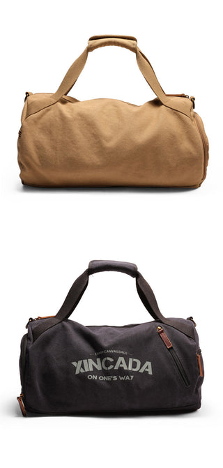 Male Large Capacity Canvas Travel Bags Men Fitness Sports Training Handbag With Shoes Pocket Black Khaki Shoulder Bag XA32M ALODIA STORE
