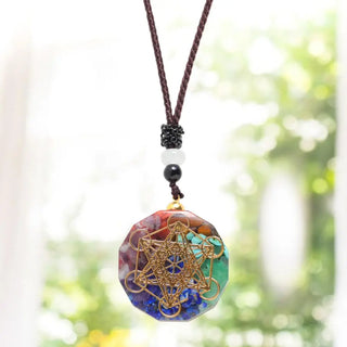 Natural Crystal Chakra Orgone Energy 7 Chakra Stones Pendant Energizing Necklace Absorbs Negative Energy Bring Lucky Necklace ALODIA STORE