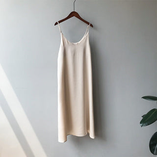Spring summer Woman Tank Dress Casual Satin Sexy Camisole Elastic Female Home Beach Dresses v-neck camis sexy dress ALODIA STORE