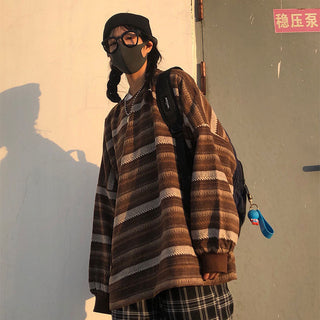 Unisex oversized Women Striped Kn Japanese ALODIA STORE