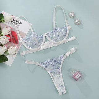 New Sexy Lingerie Bra Set Floral Women's Underwear Set Embroidery See Through Bra and Panties Push up Bralette Lenceria Lingerie ALODIA STORE