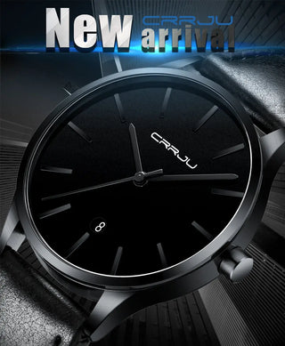 Mens Watches CRRJU Full Steel Casual Waterproof Watch for Man Leather Quartz Watch Men's Dress Calendar Watch Relogio Masculino ALODIA STORE