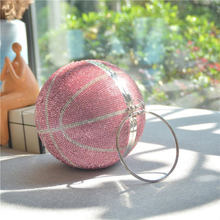 Luxury Basketball Diamond Party Evening Bag Purses and Handbag for Women Ball Shape Shoulder Bag Clutch Designer Crossbody Bag ALODIA STORE