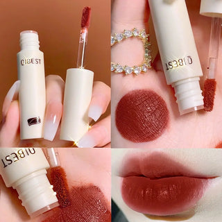 QIBEST Lip Gloss 8 Colors Nude Matte Chocolate Lipstick Waterproof Long Lasting Women Red Lip Tint Velvet Lip Glaze Cosmetics ALODIA STORE
