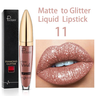 Sexy Diamond Shimmer Glitter Lipg Loss Matte To Glitter Liquid Lipstick Waterproof Diamond Pearl Colour Lip Gloss Makeup Beauty ALODIA STORE