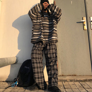 Unisex oversized Women Striped Kn Japanese ALODIA STORE
