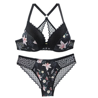 New 2020 sexy 3/4 cup back closure lace women bra set thong hollow out  underwear  intimante  lingerie alodia store